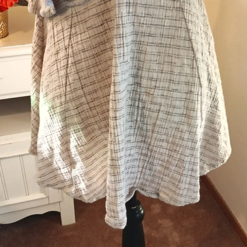 Free People Cream Linen/Cotton Mini Dress With Fun Back